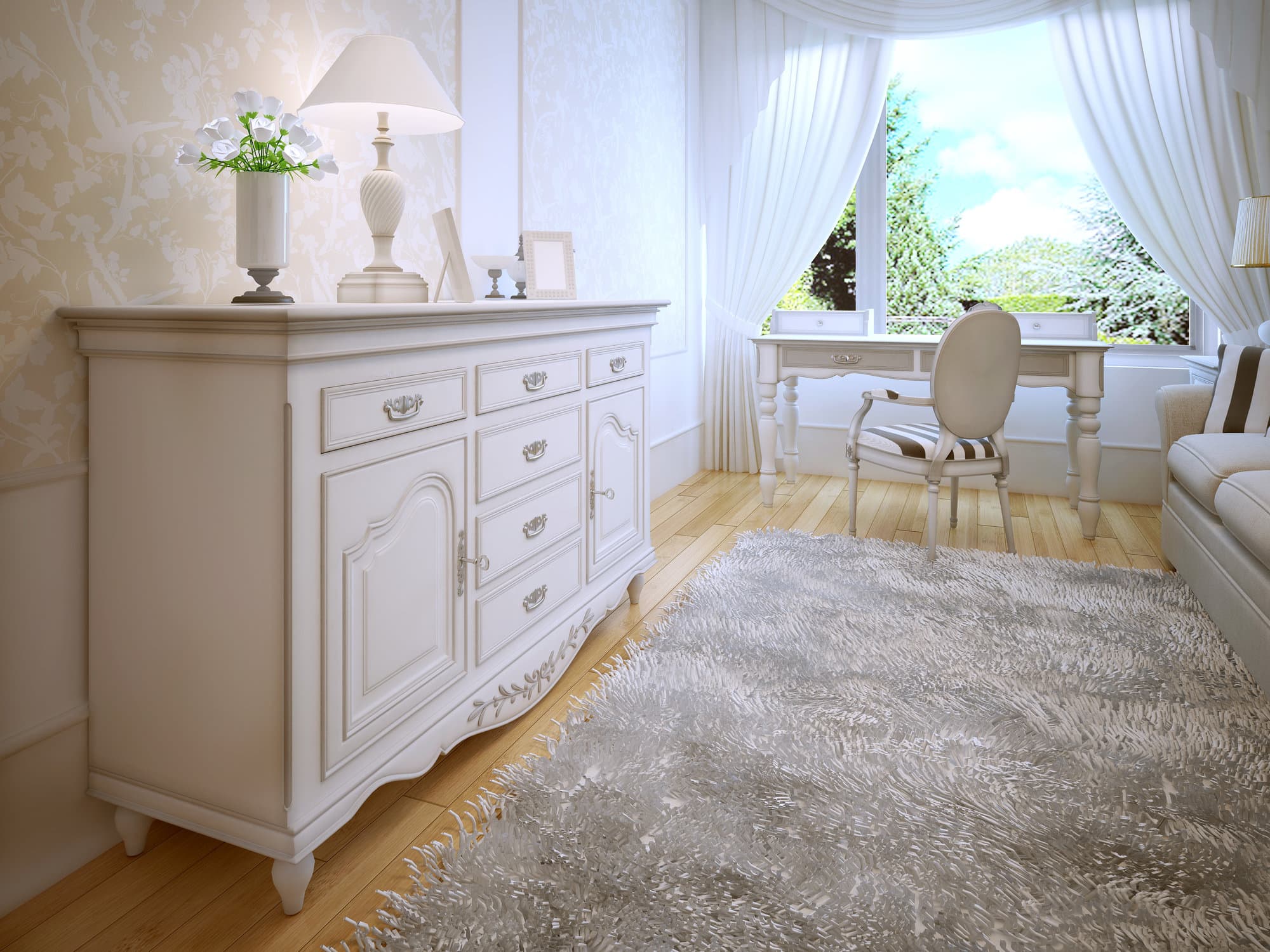  A Large White Dresser is a Staple of the Parisian Bedroom