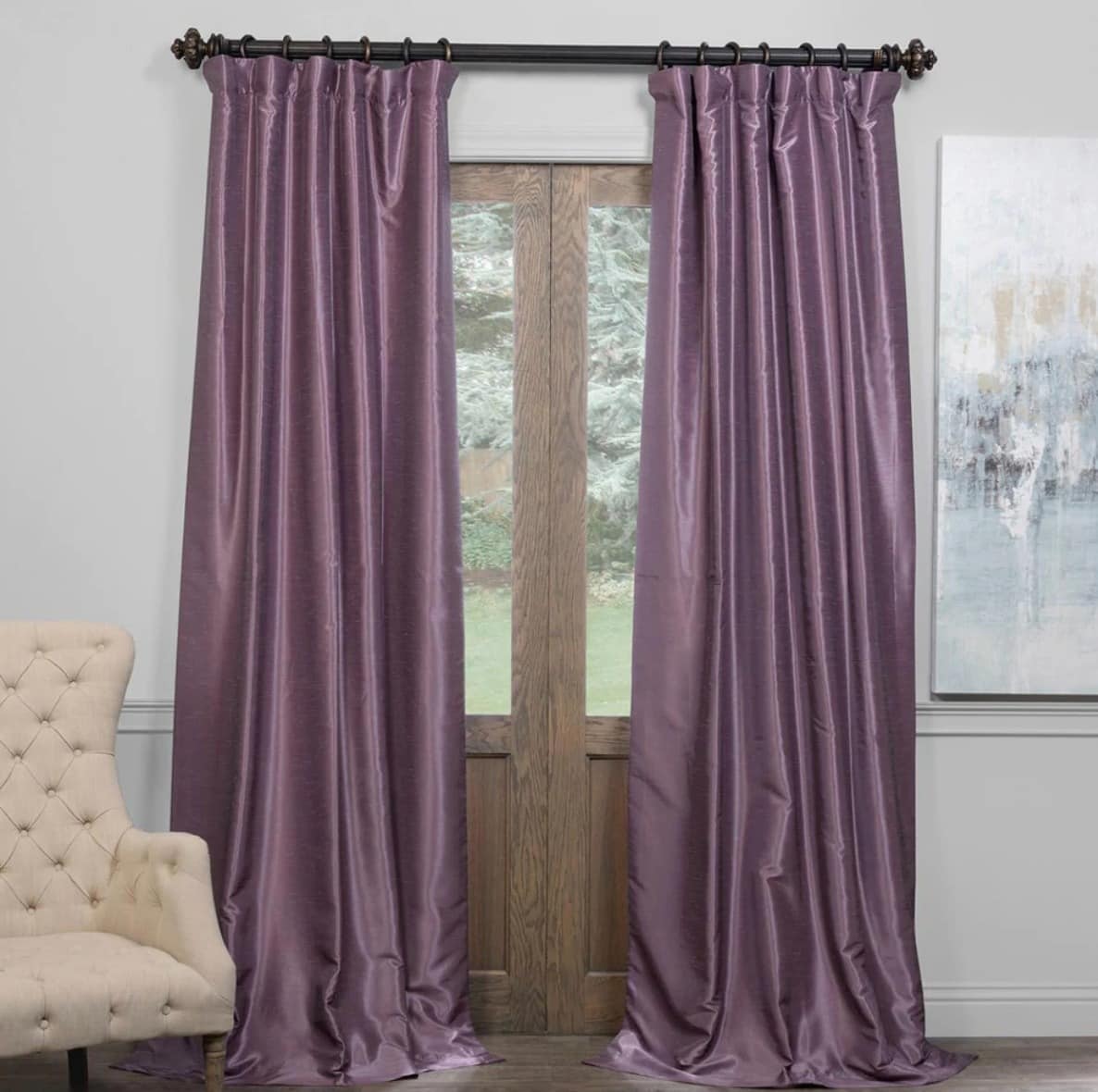 Smokey Plum Silk Blackout Curtains