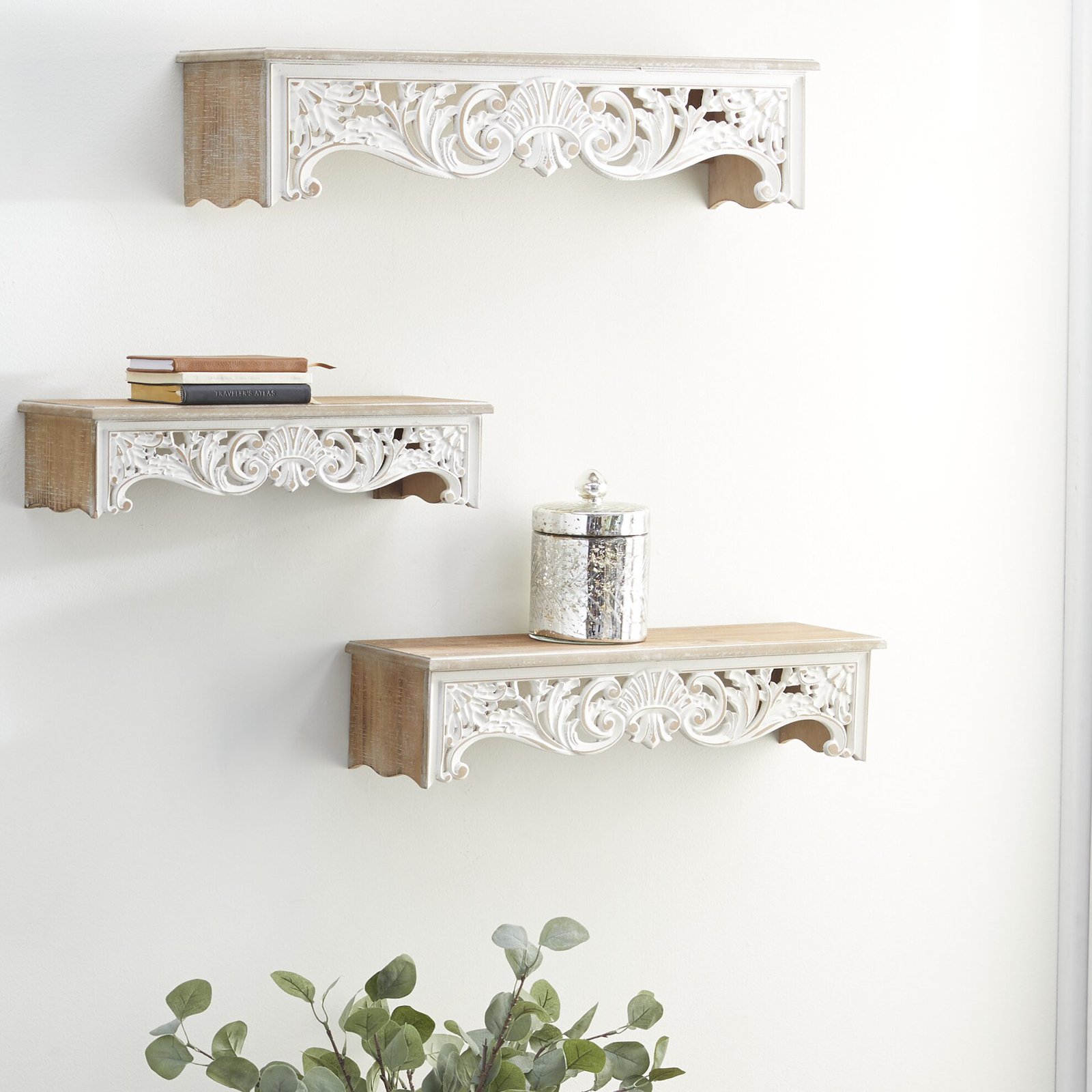 Intricate Carved Wooden Shelves