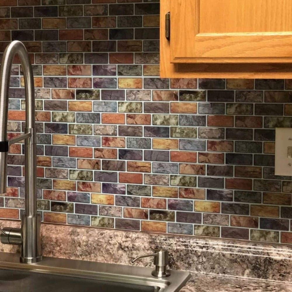 Go with Glossy Multicolored Backsplash