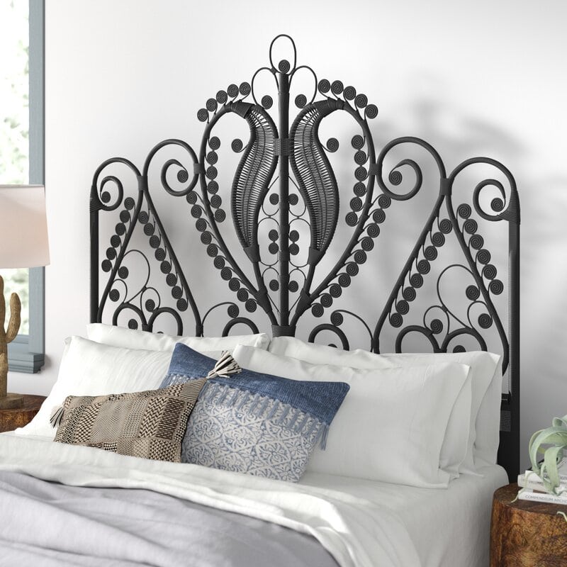 Add Drama with This Black Rattan Headboard