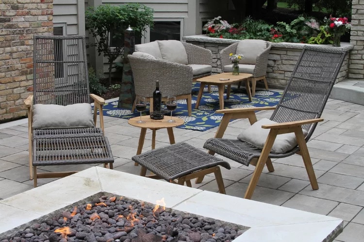 A Complete Outdoor Setup on a Flagstone Patio