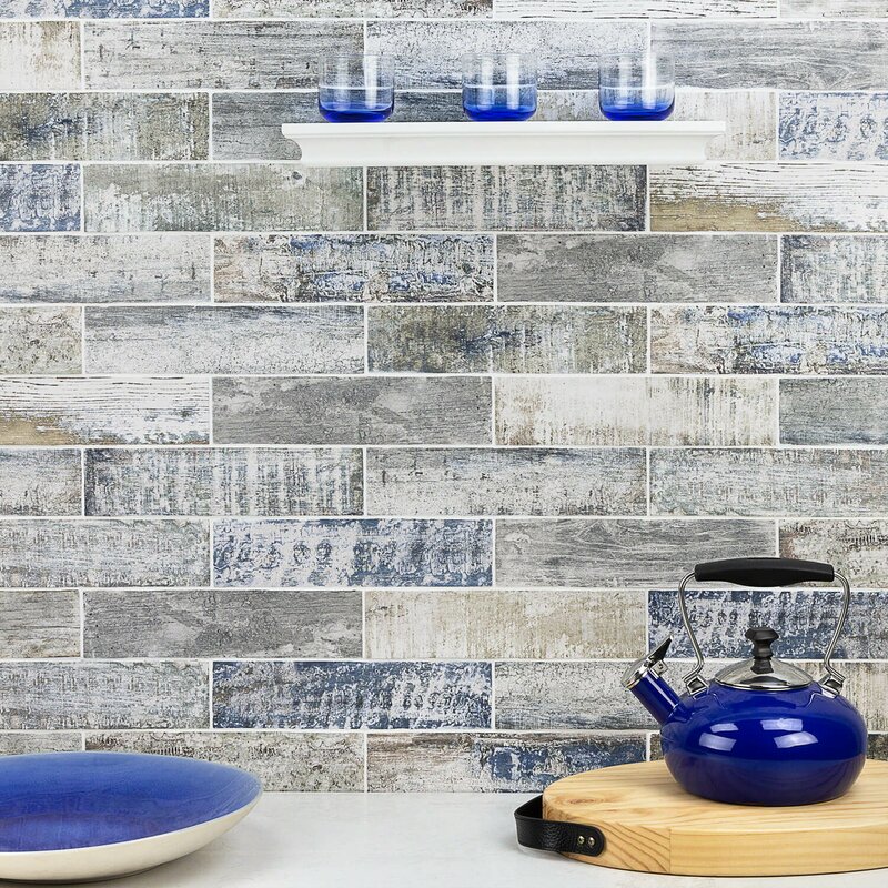 Modern Matte Subway Tile in Black and Blue