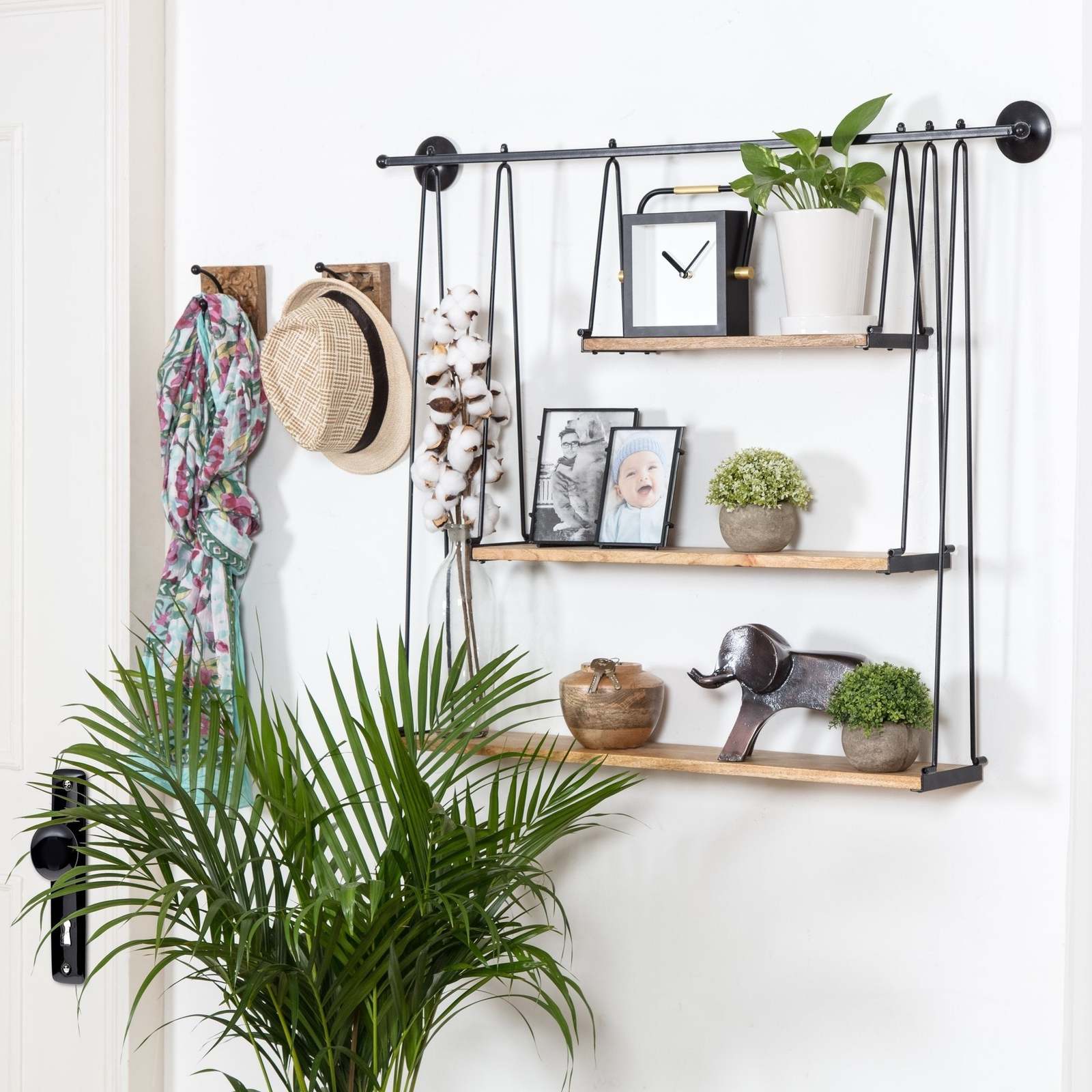 Three-Tiered Suspended Wall Shelf