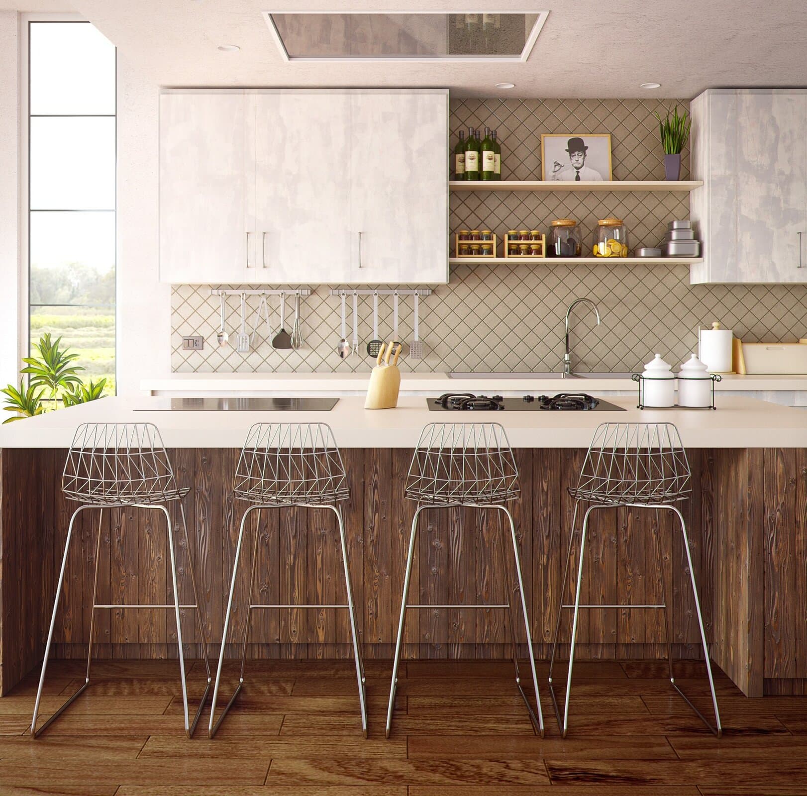 2. Modern Kitchen with Cabinets Touching the Ceiling