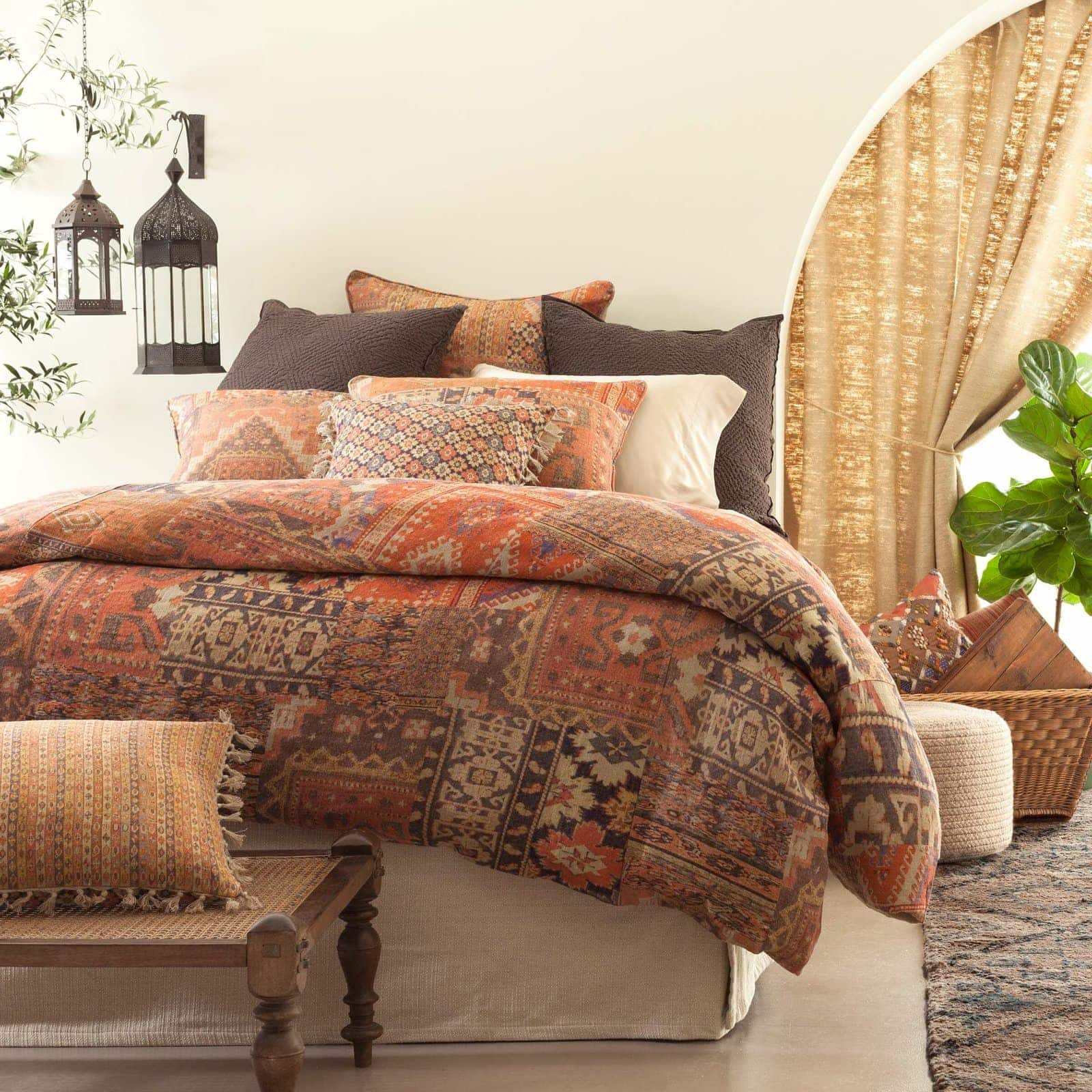 Kilim Inspired Patchwork Linen Bedding