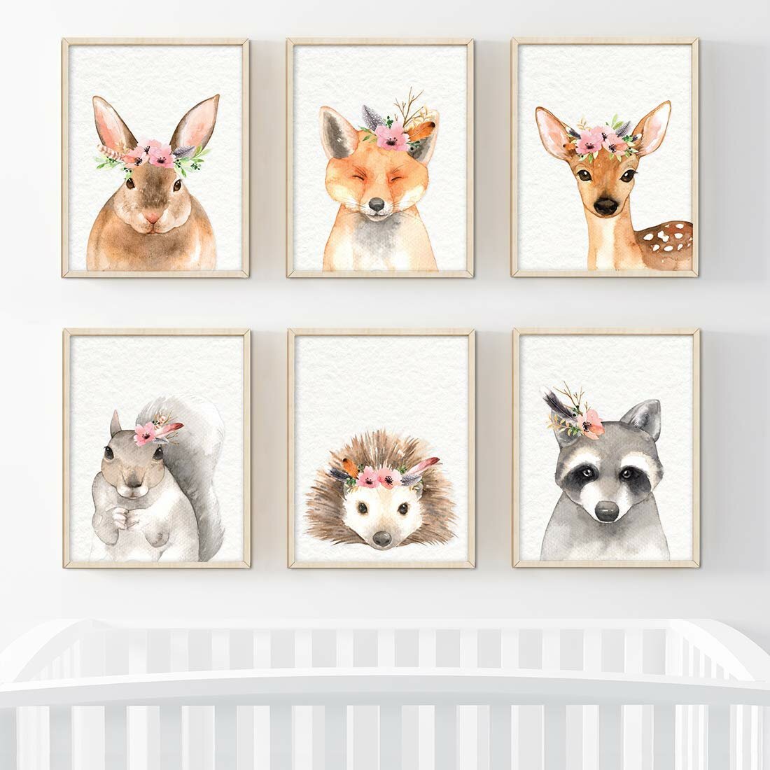 6-Piece Set of Forest Animals Prints