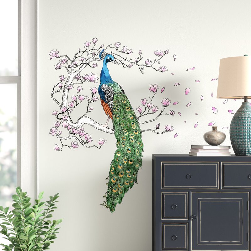 Peacock and Magnolia Tree Wall Decal