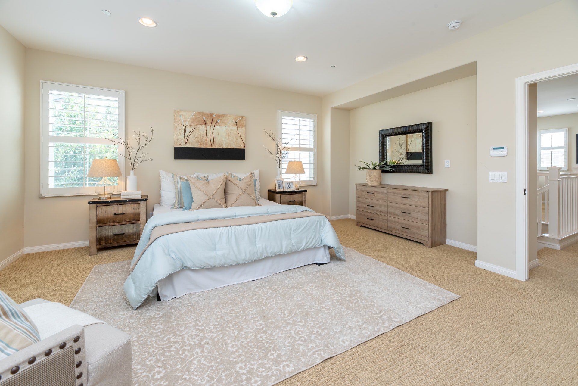 3. Mirror Floating Over Long Dresser