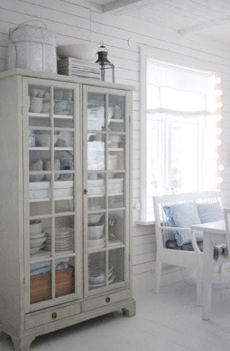 gray distressed cabinet