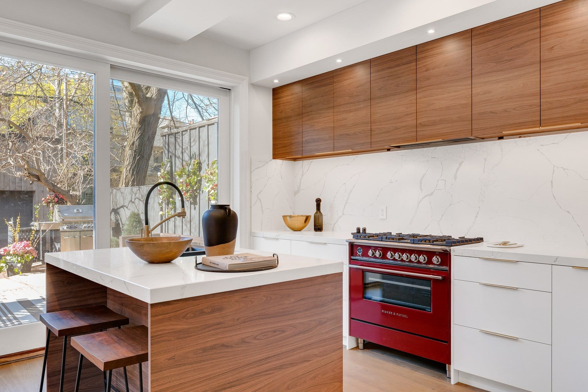  Pair a Minimal White and Wood Cabinet