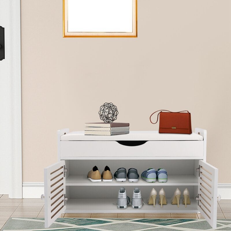 White Slotted Secret Shoe Rack