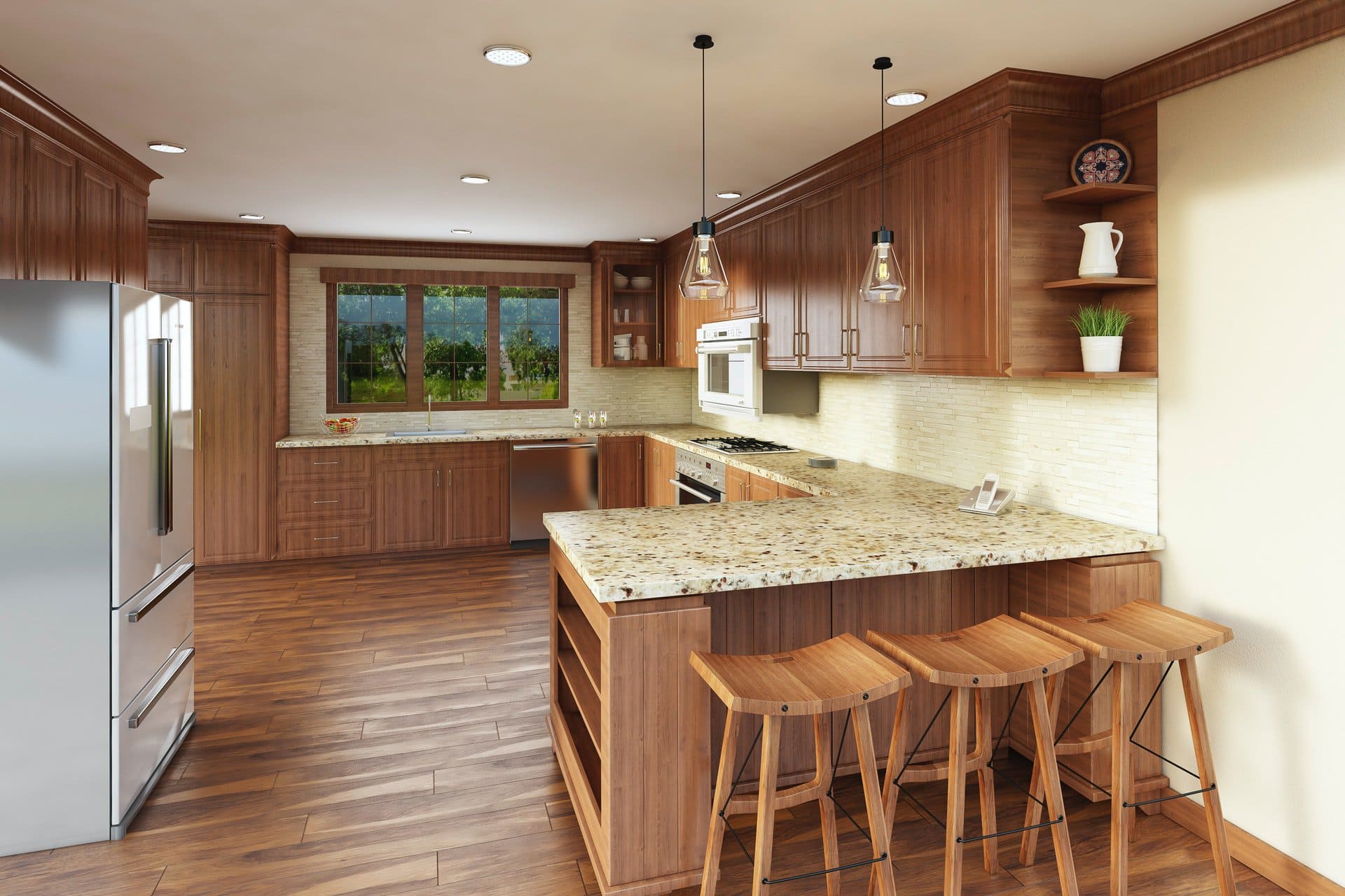  Wood Kitchen with Wood Trim