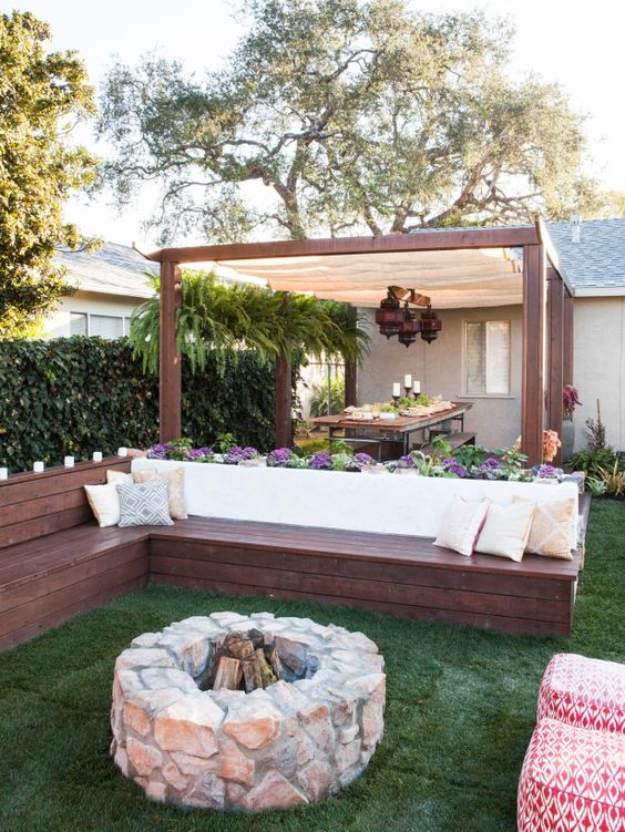 tiny garden with firepit