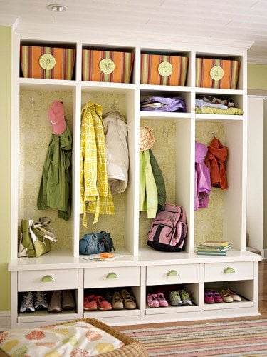 Use wallpaper scraps on closets