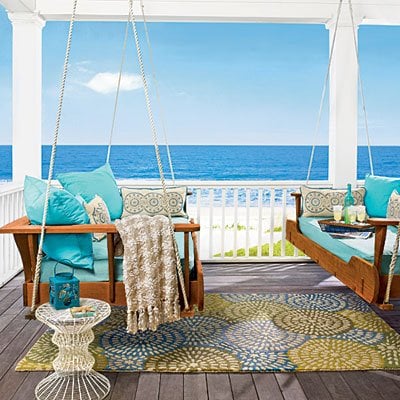 porch entertaining - outdoor rugs