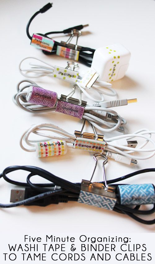 washi tape and binder clips or toilet rolls 