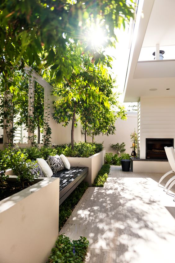 small outdoor area in neutral colors