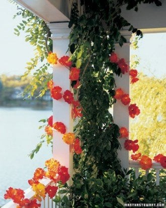 string lights with faux flowers 