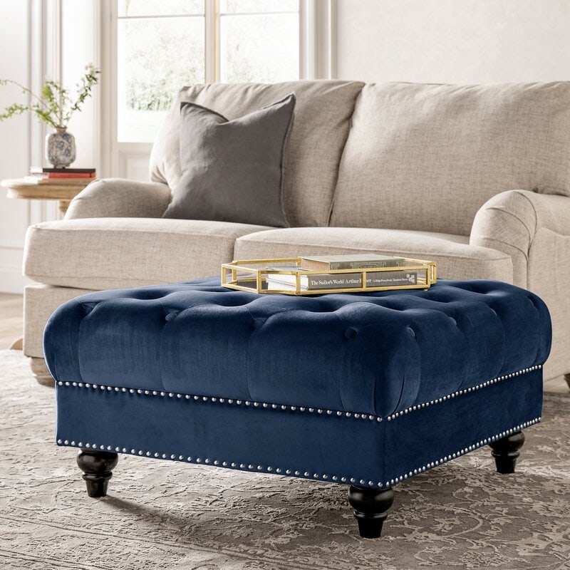 Velvet Tufted Square Cocktail Ottoman